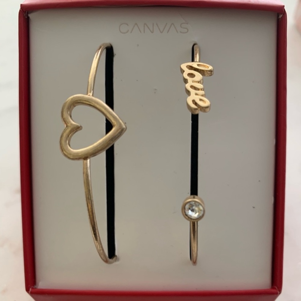 Canvas Heart & Love Bracelet Set